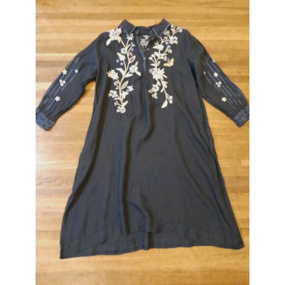 Johnny Was Boho Floral Embroidered Asymmetrical Size Medium Casual Midi Dress - Picture 4 of 13